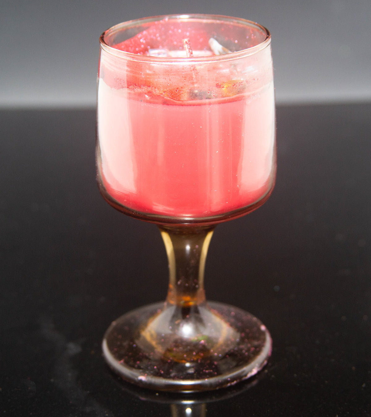 Dragon’s Blood Candle (Vintage Libby Tawny Smoky Brown Wine Glasses)