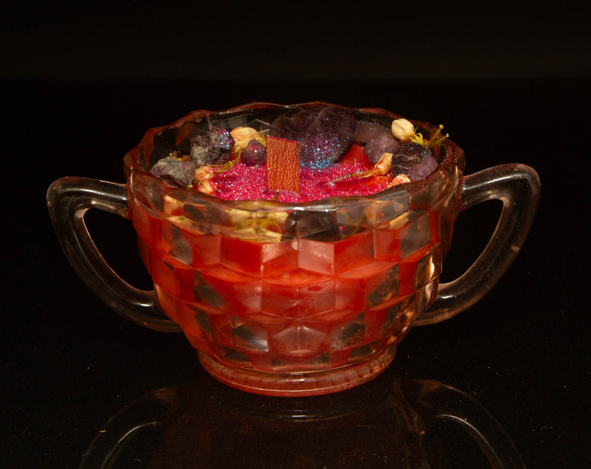 Lilith Devotional Candle Tumbler (Jeanette Depression Glass Sugar Bowl)