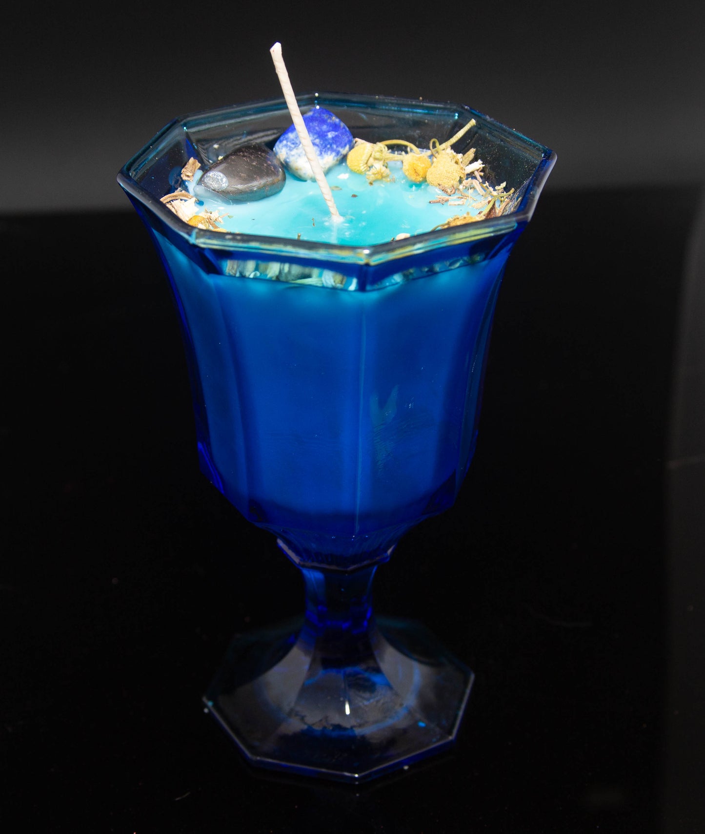 Mercury Retrograde Protection Candle (Independence Blue Wine Glass)