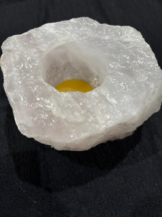 Rose Quartz candle holder #2 (used)
