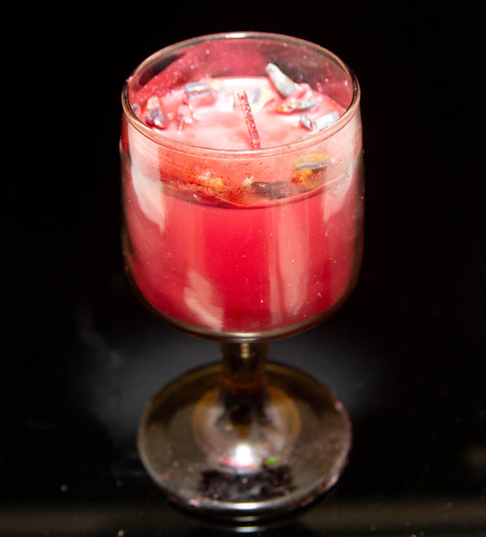 Dragon’s Blood Candle (Vintage Libby Tawny Smoky Brown Wine Glasses)