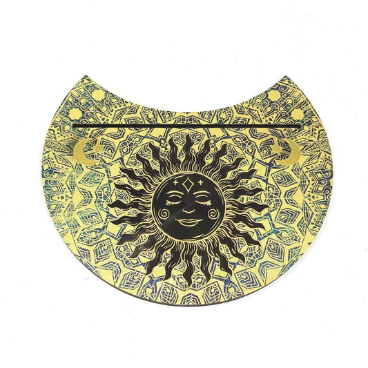 Wooden Crescent Tarot Card Holder Sun