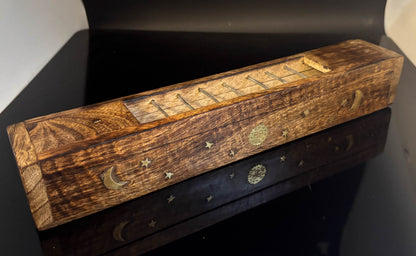 Wooden Incense Box Sarcophagus Burner for Sticks and Cones