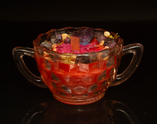 Lilith Devotional Candle Tumbler (Jeanette Depression Glass Sugar Bowl)