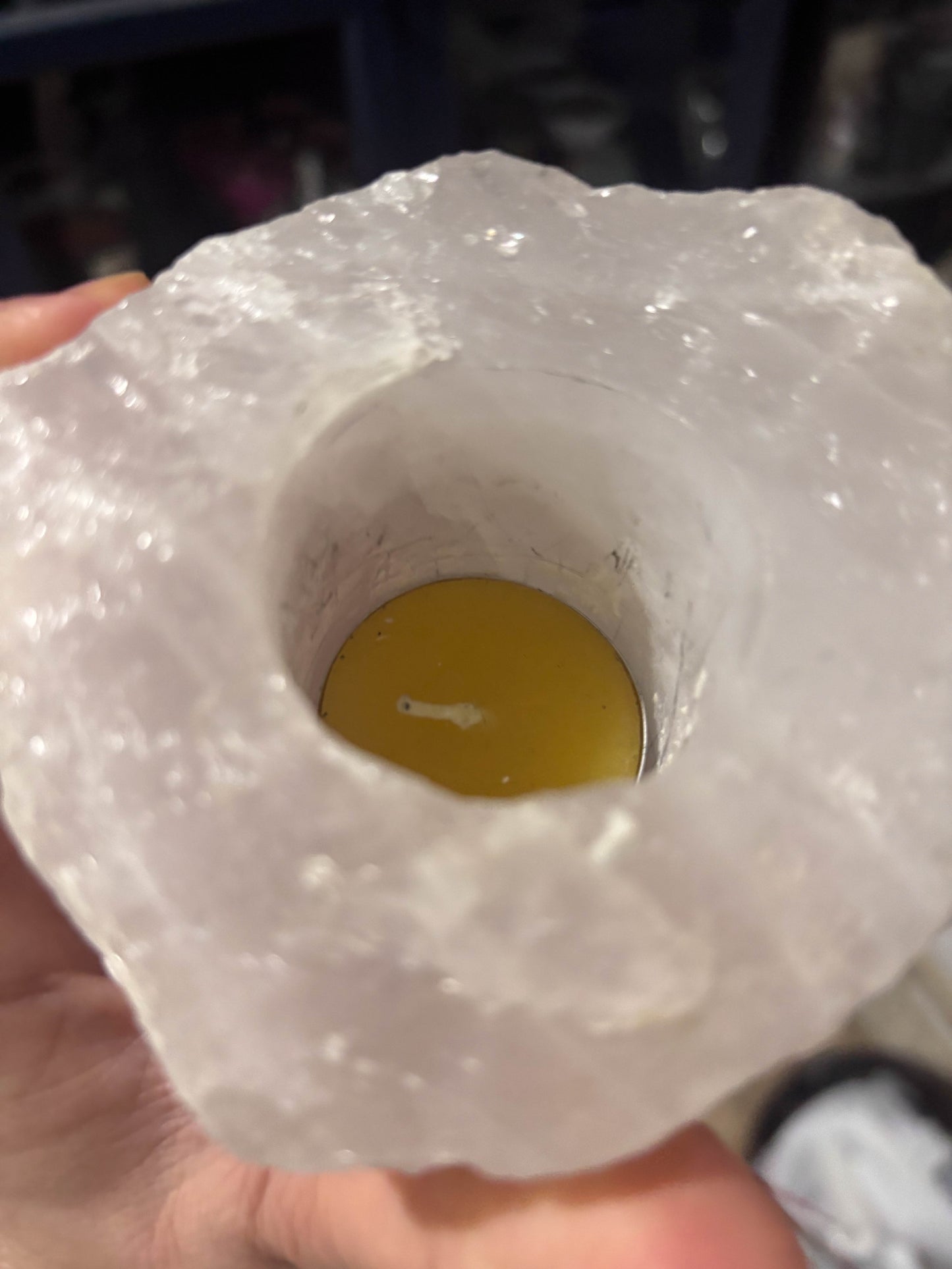 Rose Quartz candle holder #2 (used)